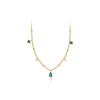 925 Sterling Silver Diamond Necklace Green White Water Drop Zircon Gold Plated Necklaces for Women Fashion Jewelry Necklaces
