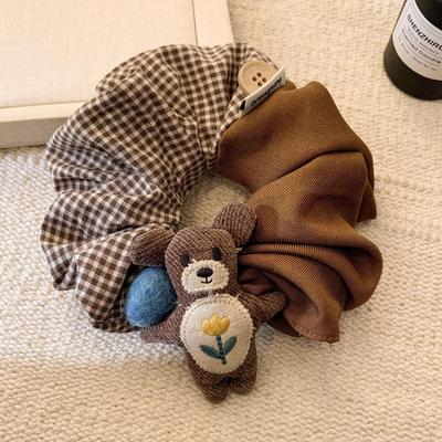 Bézs Kockás Virágos Medve Hajgumi: Extra nagy hajgumi nőknek