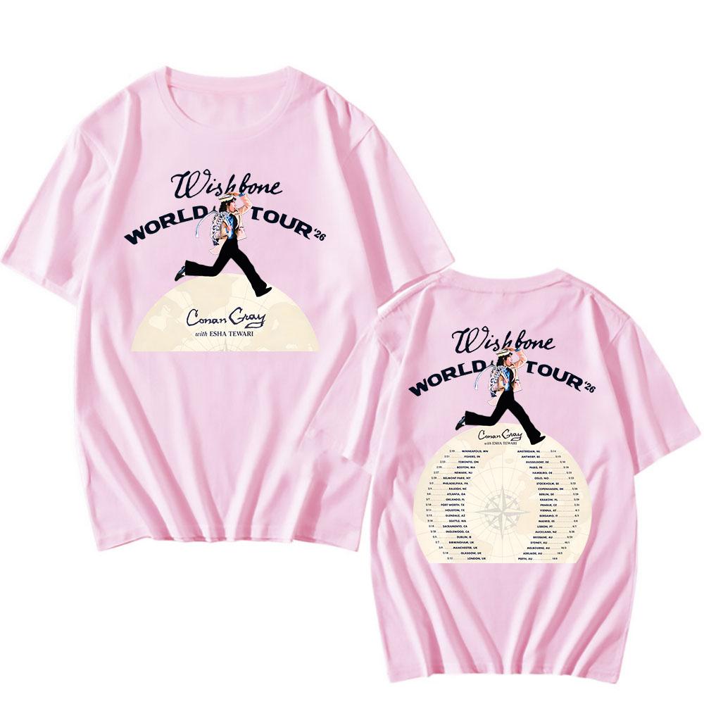 Wishbone World Tour 2026 Koszulki CONAN GRAY Modna Koszulka Krótki Rękaw Luźna Bawełniana Koszulka Streetwear Unisex Koszulki