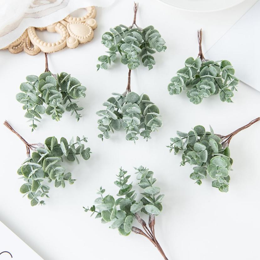 Artificial Eucalyptus Leaves Plastic Fake Plant Home Vase Party Outdoor Garden Wedding Bridal Bouquet Wreath DIY Gift Box Decor