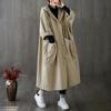 Autumn Loose Oversized Knee Length Trench Coat Large Pockets Women's Hooded Casual Jacket