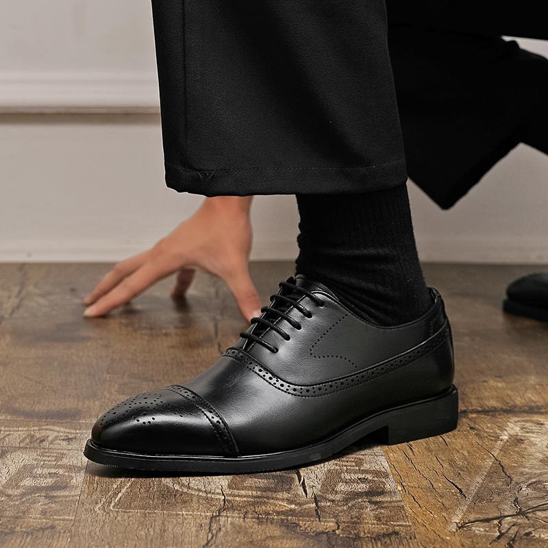 Fashion Size38-48 Vintage Men Business Formal Shoes Men Lace-up Business Office High-quality Brogue Leather Shoes Wedding Banquet Shoes