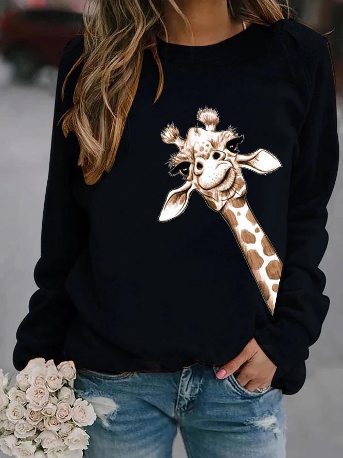 2026 Unisex Round Neck Giraffe Print Sweatshirt