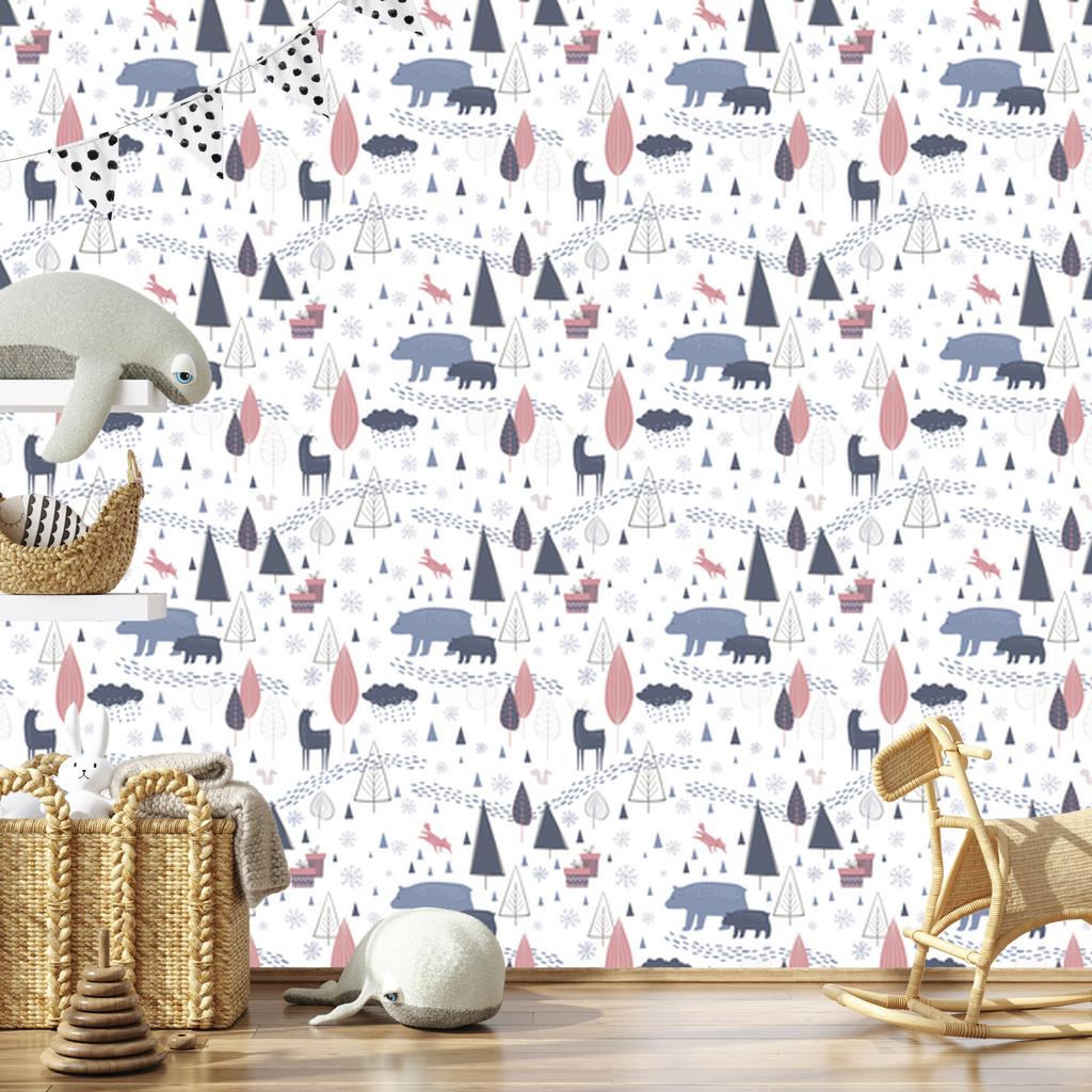 Scandinavian style animal wallpaper for living room and bedroom 50x1000