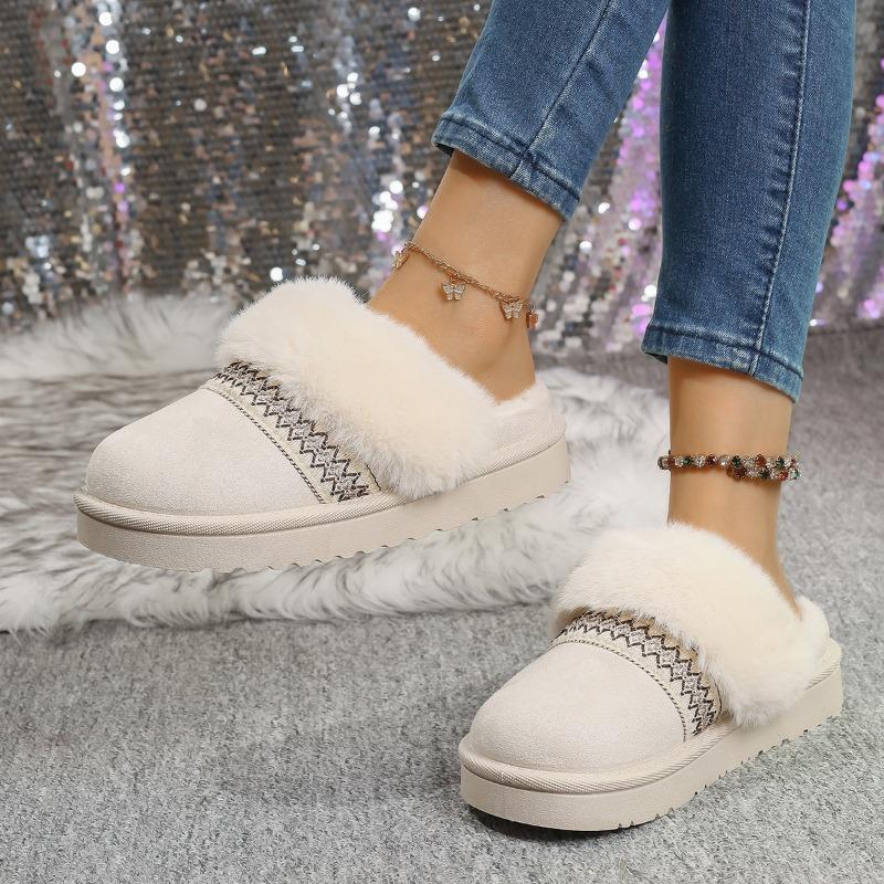 

Новые ретро женские хлопковые туфли на толстой подошве и теплые шлепанцы 41 бежевый