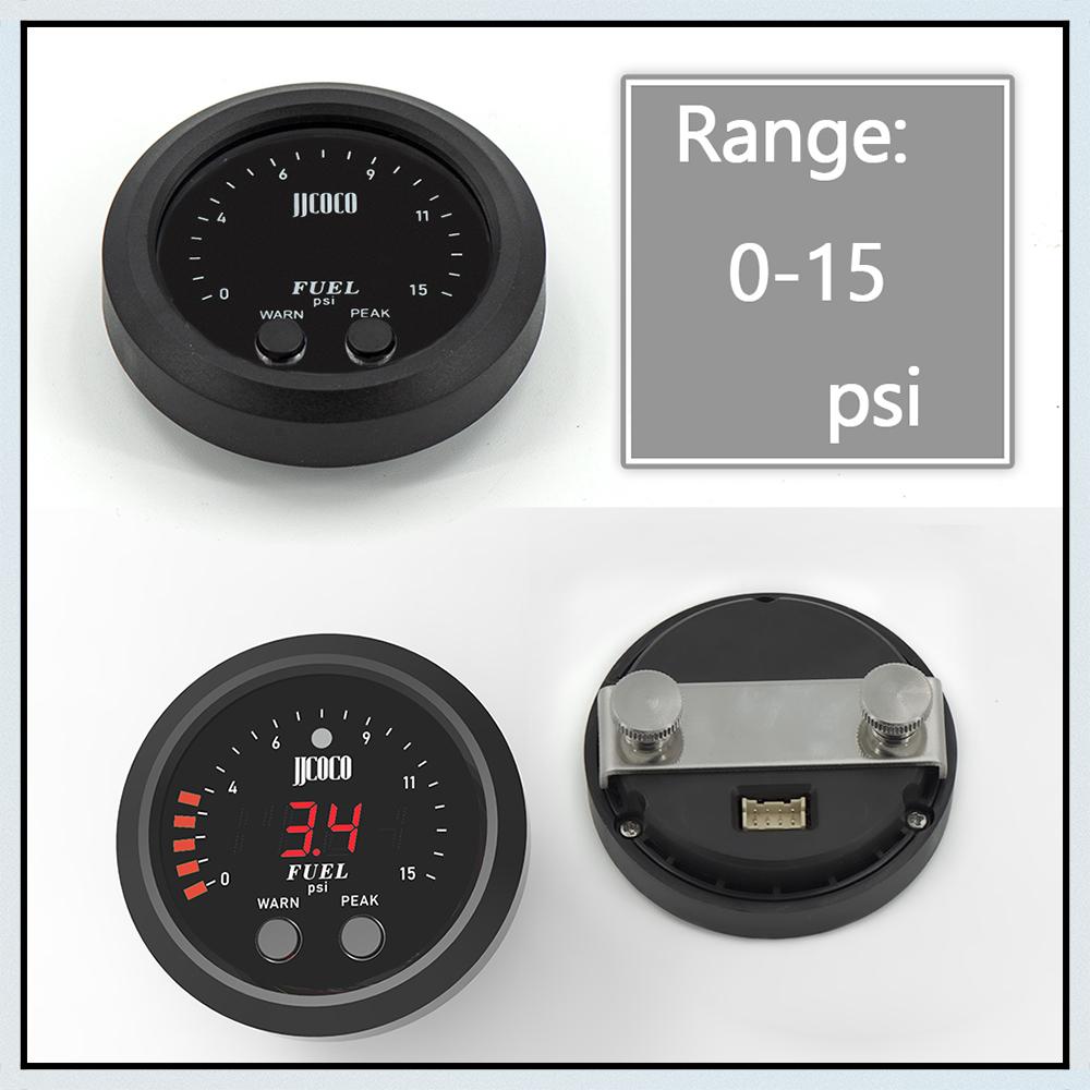 Universal 2inch / 52mm Electronic Fuel Pressure Gauge With 1/8 Npt Sensor Oil Pressure Digital 0-15psi Red Led Ultra-Thin
