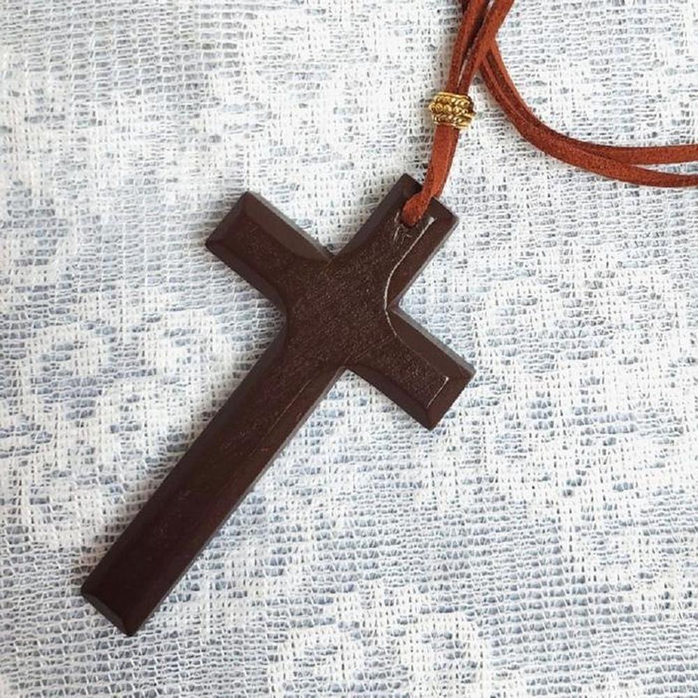 [Onoma] Onm Wooden Pendant Cross Decoration Brown Color Handmade Jewelry (36155479)