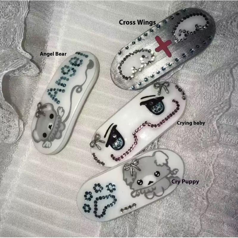 1 Piece Hair Accessories Vintage Y2K 1990S Kawaii Dog Paw Angel Bear Cross Sweet Side Clip For Women Girls