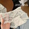 Ladies Summer Light Luxury Satin Wave Lace Sexy High Elastic Breathable Cotton Crotch Waist Triangle Briefs