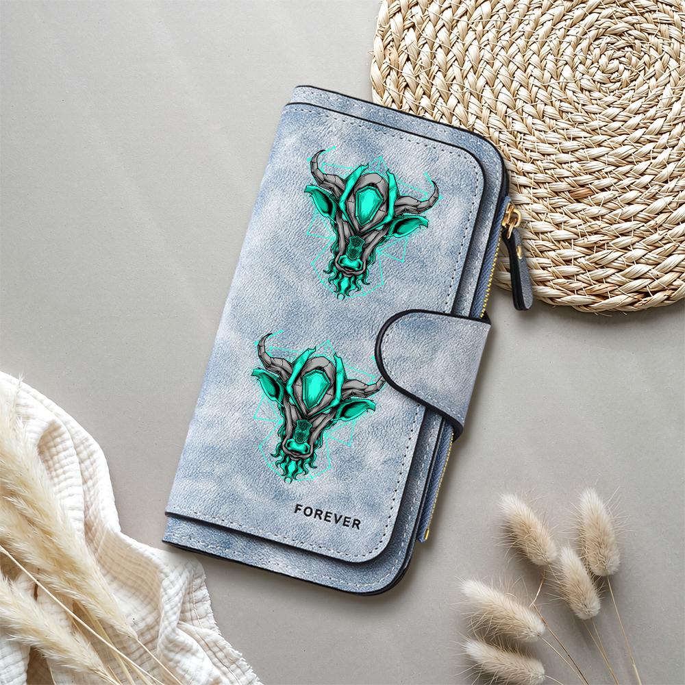Geometric Bull Pattern Long Wallet Fashion Faux Leather Multi Card Holder for Daily Use
