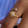 Youthway Fashion White Zirconia Sun Open Ring Stainless Steel 18k Gold Color - Plated Women's Ring Suitable for Everyday Wear