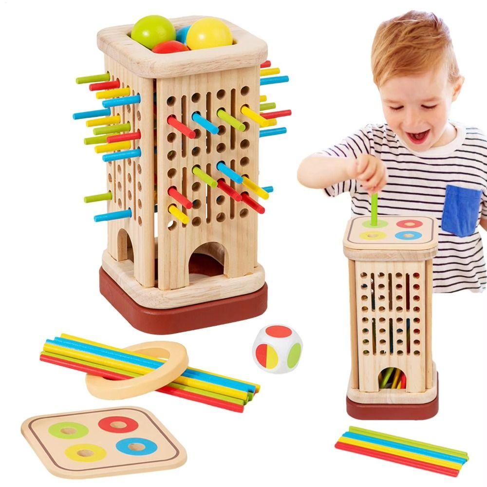 Fun Wooden Stick Board Game Colorful Sticks Wooden Stick Tower Toy Set  Boys/Girls