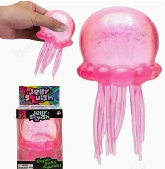 NEW Nee-Doh Jelly Squish Jellyfish Fidget Sensory Toy Stress Relief Squishy Cube Anti-Anxiety Squeeze Object For Focus ADHD