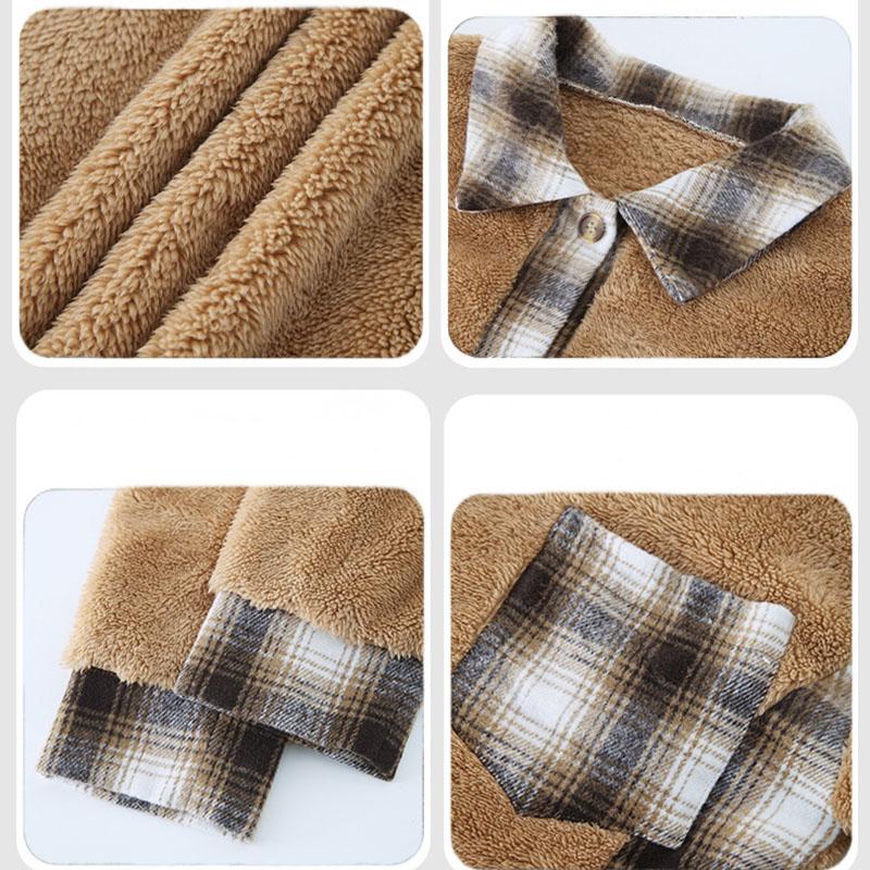 Turndown Collar Plaid Plush Jacket Women's Single Breasted Long Sleeved Coat Medium Length Loose Warm Outerwear Autumn and Winter New Fashion