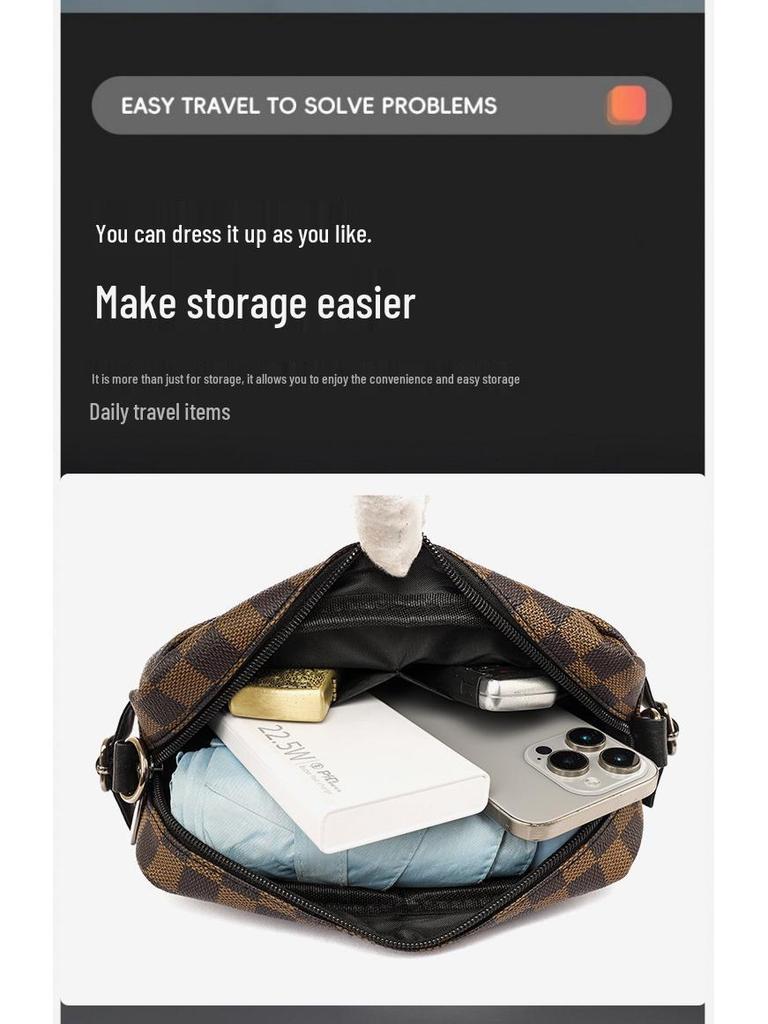 Trendy Plaid Men's Shoulder & Chest Crossbody Bag