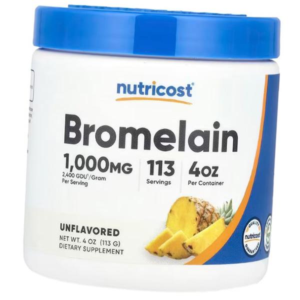 Бромелайн порошок, Bromelain Powder, Nutricost  113г Без вкуса (69647018)