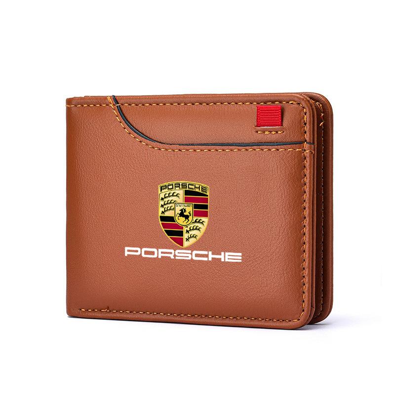 Leather Car Driver's License Cover Holder ID Credit Card Wallet For Porsche Panamera Cayenne Taycan 911 718 Macan Carrera-GT 928