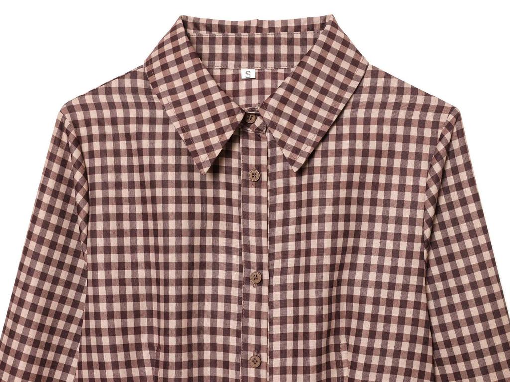 Spring 2026 Women's Plaid Shirt: European & American Style, Slim Fit, Versatile Fashion.