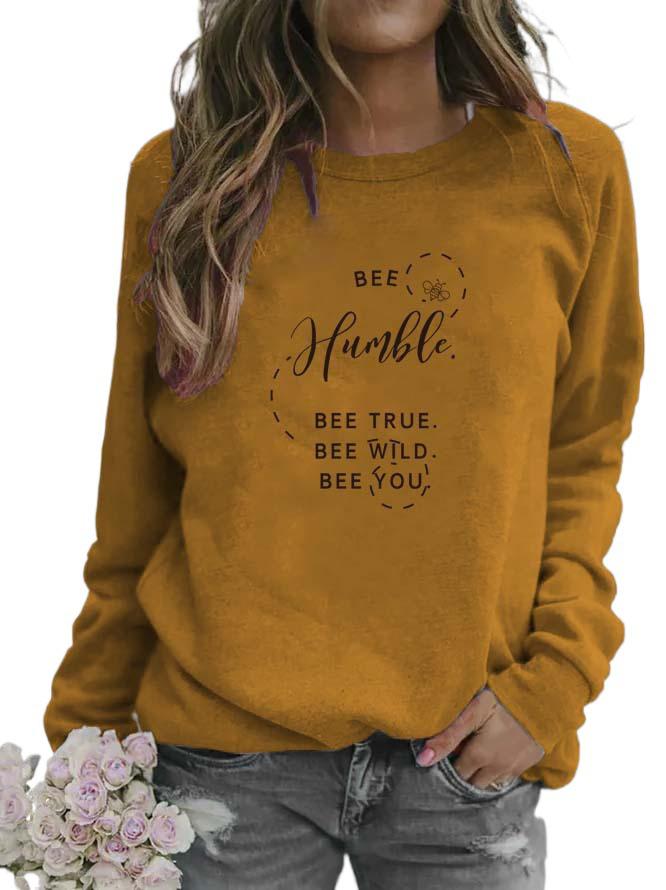 Women's Printed Letter Pattern Round Neck Hoodie