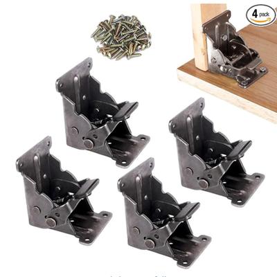 4 Pack Locking Hinge for Folding Table Brackets, Heavy Duty Folding Brackets 90 Degree Self Locking Folding Hinge for Table Legs Furniture