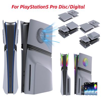 Carcasa rígida de ABS para consola PS5 Pro con panel frontal, cubierta antipolvo y ventilación para PlayStation 5 Pro (disco/digital).