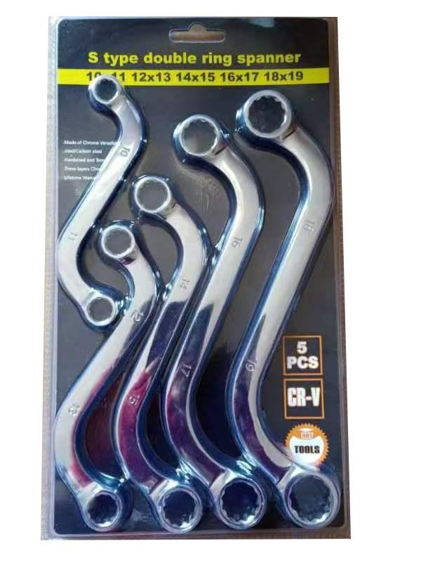 Industrial Double-Ended Spline Wrench Set with Curved Handle, Bi-Directional, Dual-Purpose Hex Wrench.