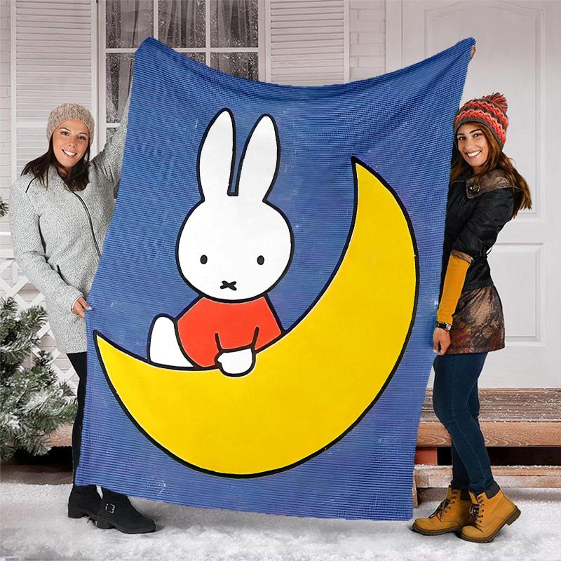 1pc Miffy2 Theme Blanket - Digital Print, Polyester, Cozy for All Seasons, Perfect for Outdoor, Camping, and Travel