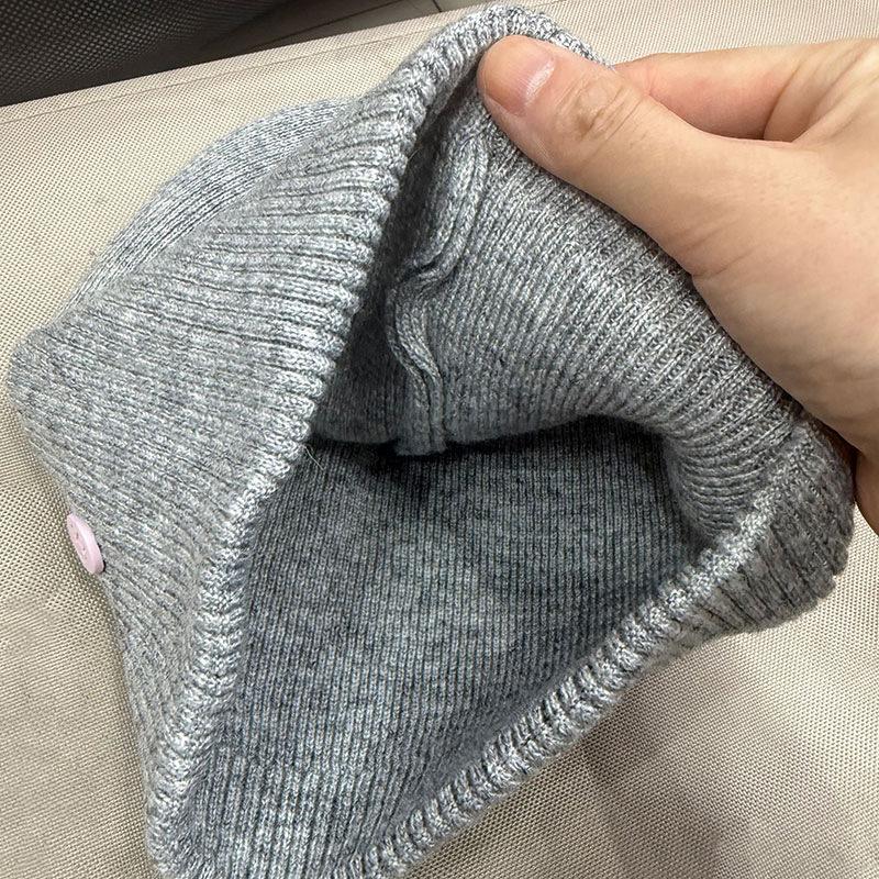 High version rabbit fur knitted wool hat women's autumn and winter thin bag head warm ear protection face small pile cold hat