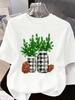 (Asian Size) cartoon Short Sleeve T-shirts Women's Top O-neck T Shirt Print Merry Christmas Fashion Casual New Year Clothing Graphic Tee