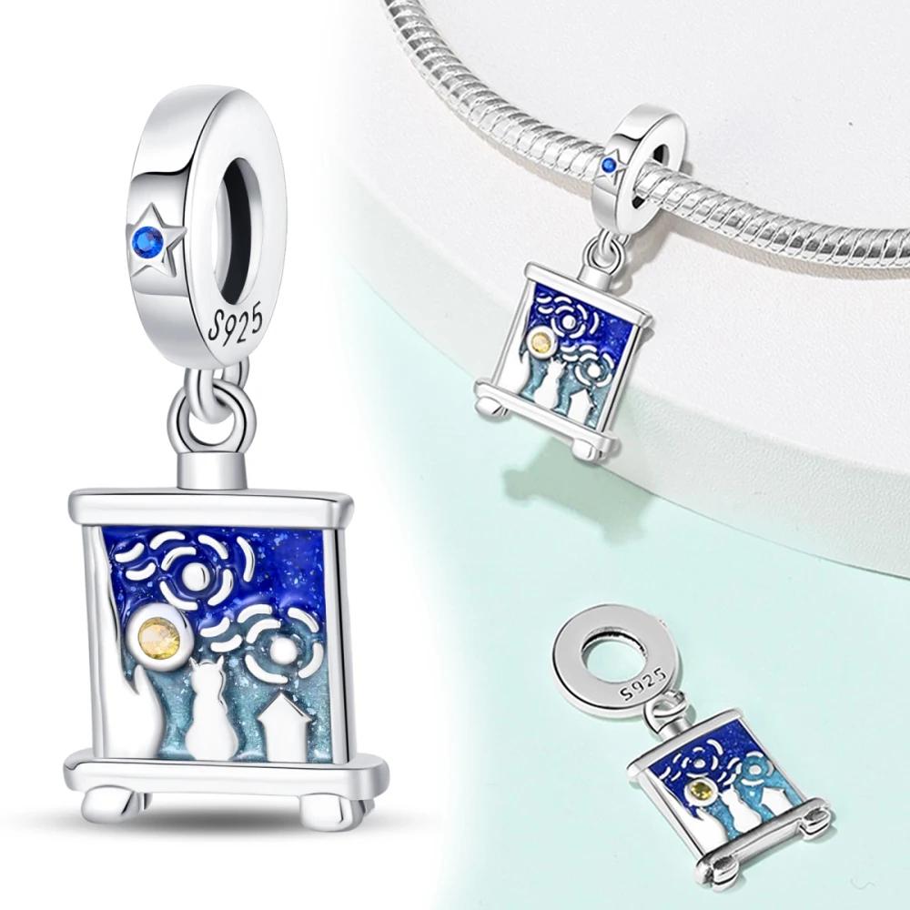 Copper Color Eggshell Painter'S Palette Artist Charms Beads Fit Pandora Original Bracelets For Women Diy Fine Jewelry Gift