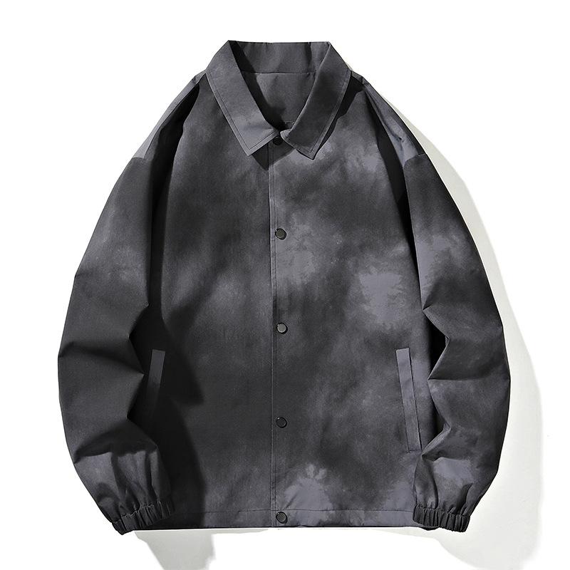 

Men s Hong Kong Style Lapel Jacket New Spring and Autumn Jacket Loose Casual M