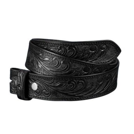 1.5" Wide Western Leather Belt Cowboy Rodeo Casual Leather Belt Floral Embossed, Size 28" To 36"