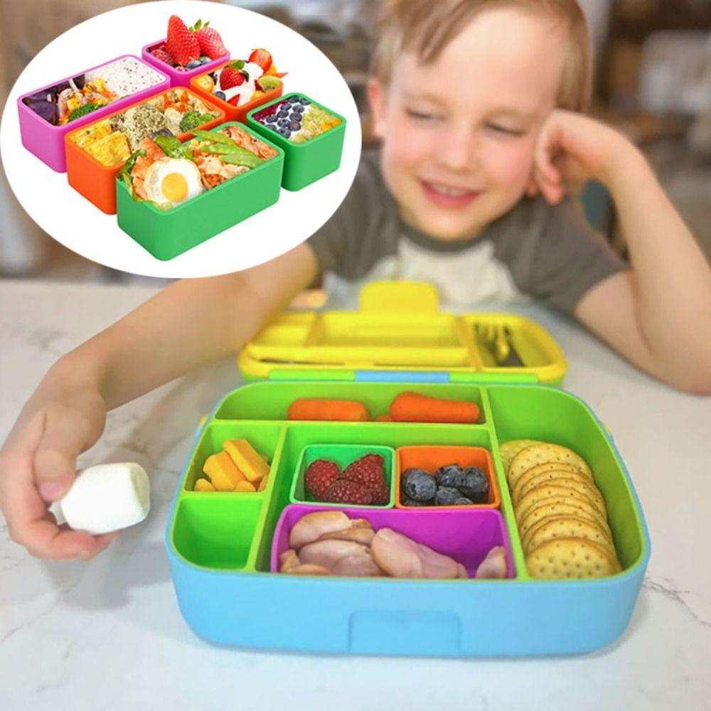 2pcs Silicone Lunch Box Divider Reusable Salad Dressing Container Ice Cube Mold  Picinc