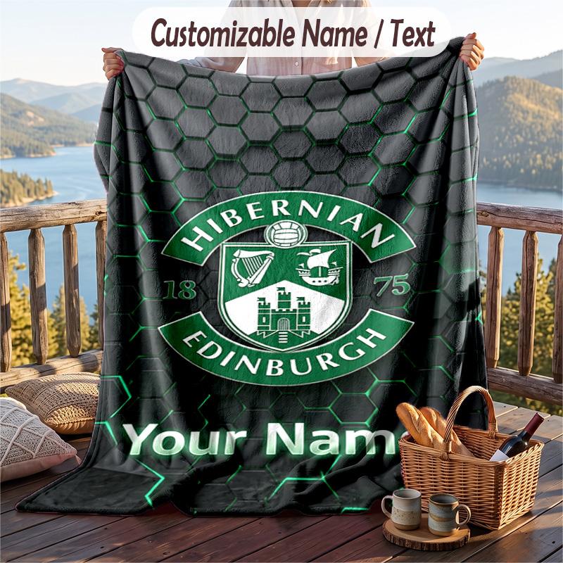 Flannel Blanket Hibernian FC Print Custom Name Text Soft Throw for Sofa Bed