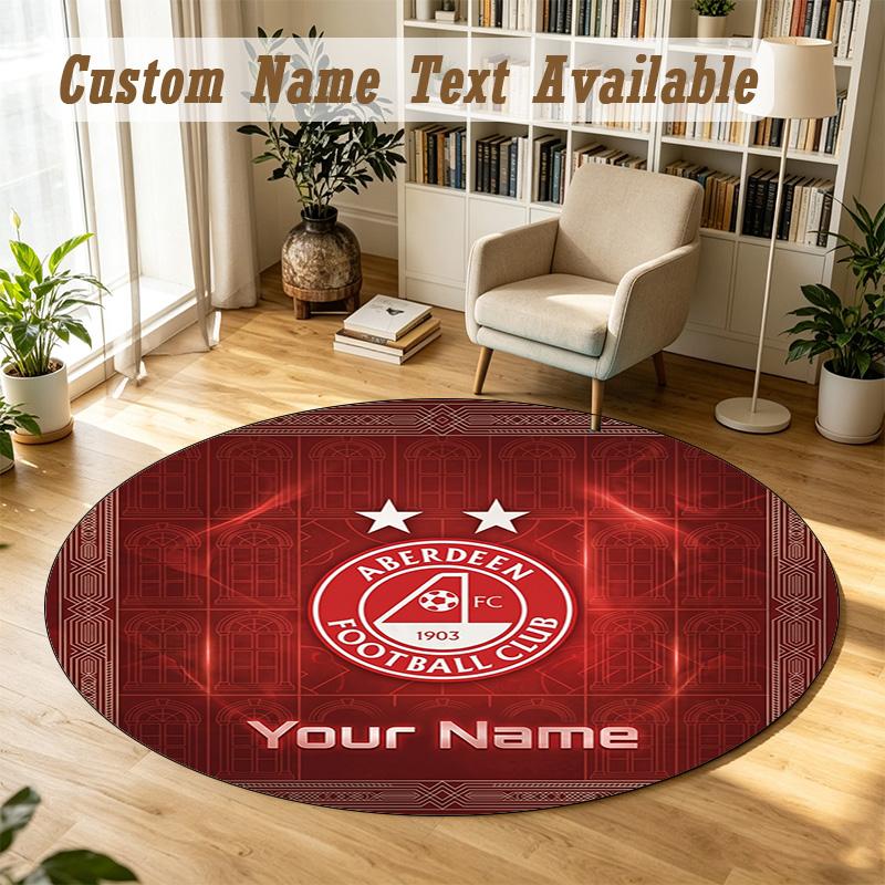Round Rug Custom NameAberdeen FC Pattern Non Slip Carpet Home Floor Decor