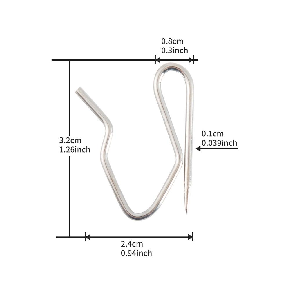60 st Kraftiga Metallgardinkrokar Rostfria Draperinålar Multifunktionella Gardinnålar för Veckbandsgardiner i Hem