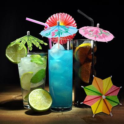 Cocktail-Schirmchen Getränke-Picks Essen Obst Bambus Zahnstocher Dessert Kuchen Stäbchen Hawaiianische Geburtstagsfeier Dekoration Hochzeitszubehör
