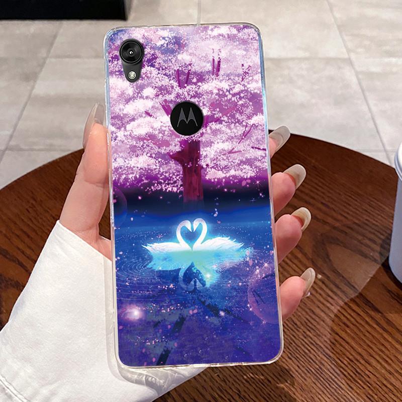 Jelly Casing For Motorola Moto E6 Fundas MOTOE6 Capa Clear Silicone Soft TPU Back Cover Cute Cat Rabbit Heart Protective Case