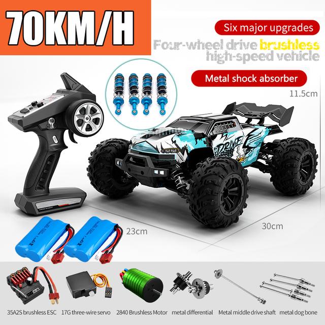 New Rc Car Off Road 4x4 High Speed 75KM/H Remote Control Car with LED Headlight Brushless 4WD 1/16 Monster Truck Toys for Boys Gift