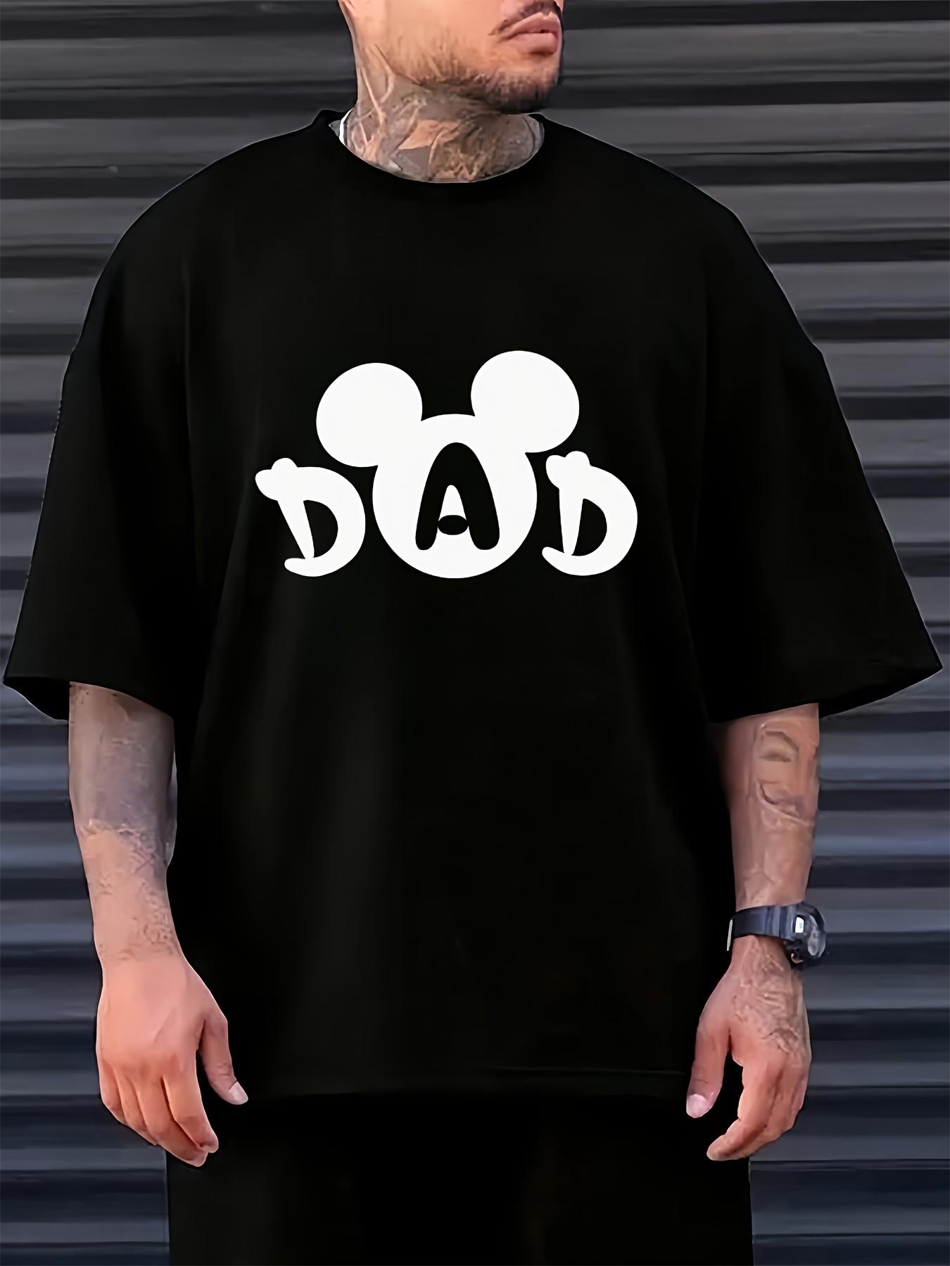 Disney Mickey Graphic T-shirt - Black Casual Summer Tee with  DAD  Design L