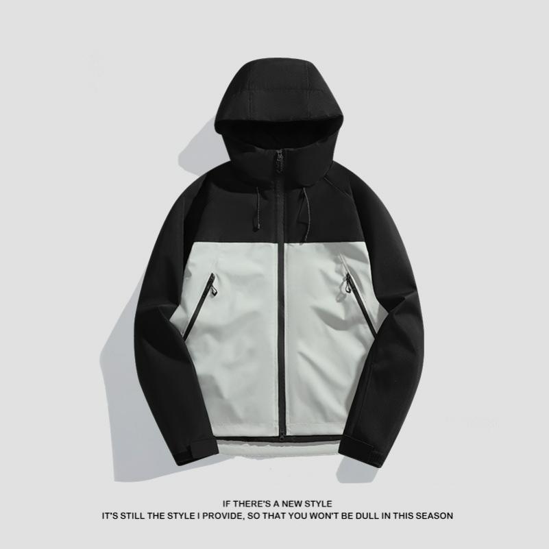 Jacket for Men and Women with The Same Outdoor Windproof and Waterproof Hooded Mountaineering Suit Spring and Autumn Single-stroke Jacket Jacket