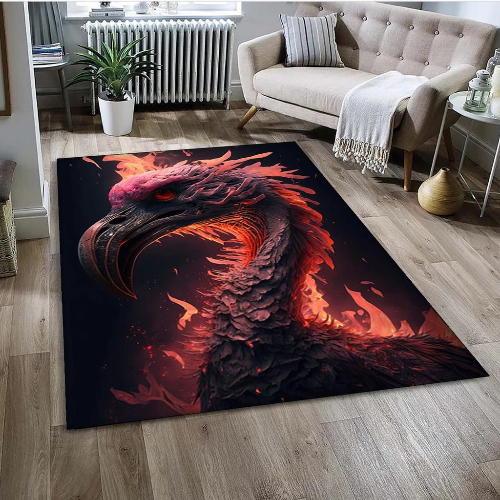 Tappeto Tappetino Decorazione per Casa Soggiorno Camera da Letto Divano Zerbino, Tappeto per Area Bambini Tappetino Antiscivolo con Uccello Flamingo Rosa Cartoon Foresta Pluviale