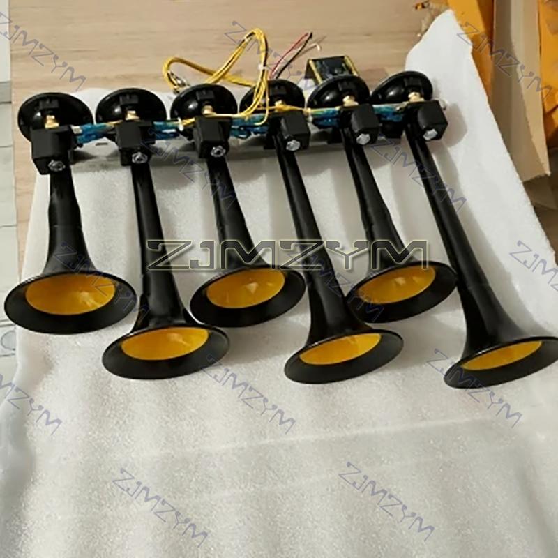 Car Music Horn Six Tube Thirty-Six Tone Truck Train Electronic Control Metal Tube Music Air Horn With Button Cars Accessories