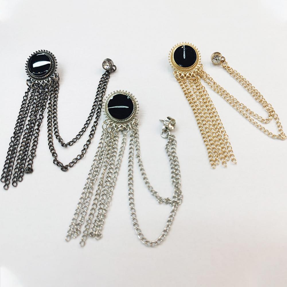 Retro Brooch Vintage Navy Style Chain Tassel Rhinestone Brooch for Preppy School Fashion Decorative Pin for Hats Bags Coats