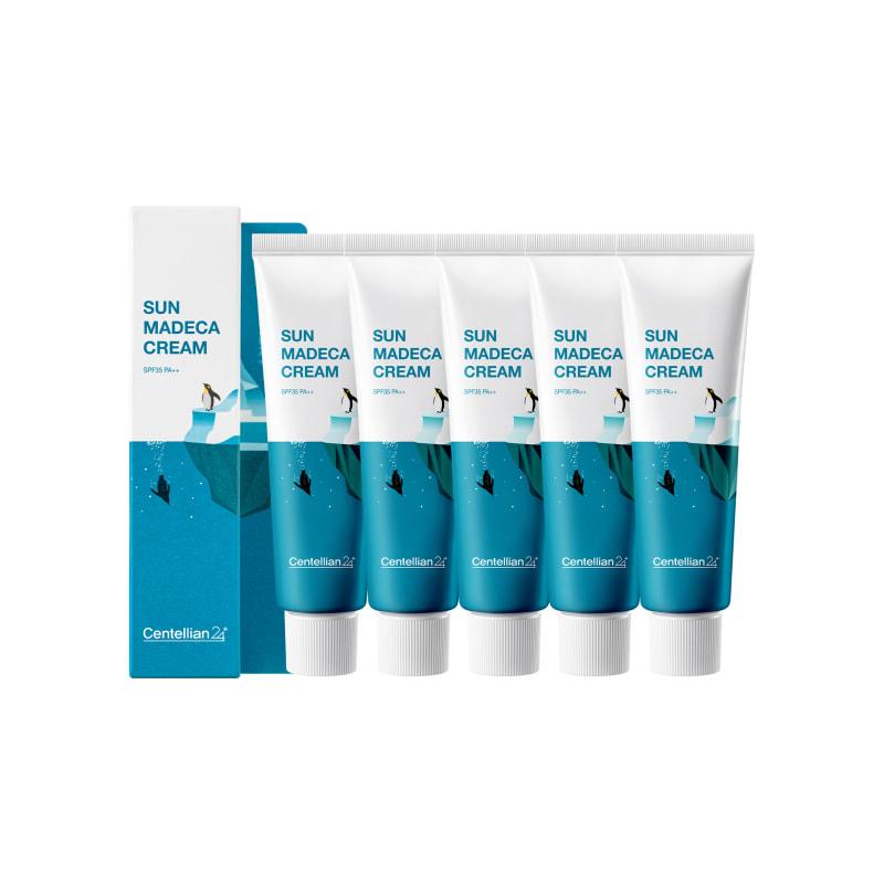 Sun Madeca Cream 50ml x 5 Cooling UV Protection Sunscreen Moisturizing Soothing Ice Techa Photoaging Centella Asiatica
