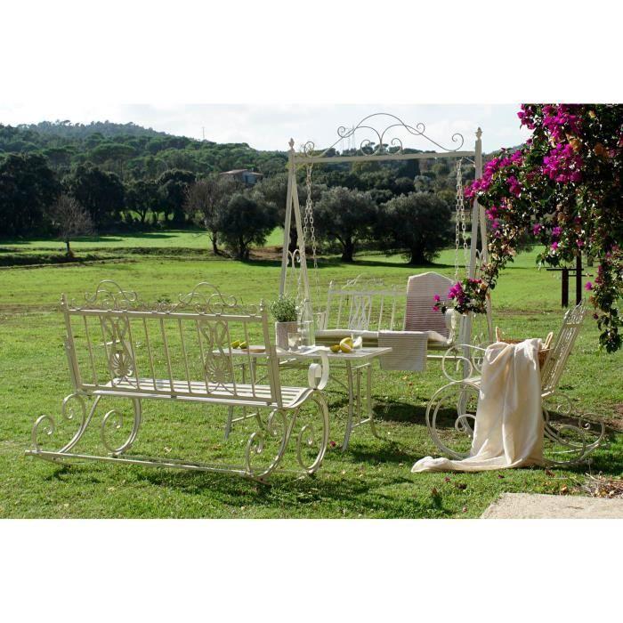 Fauteuil à bascule de jardin - Métal aluminium blanc - 118 x 90 x 92 cm