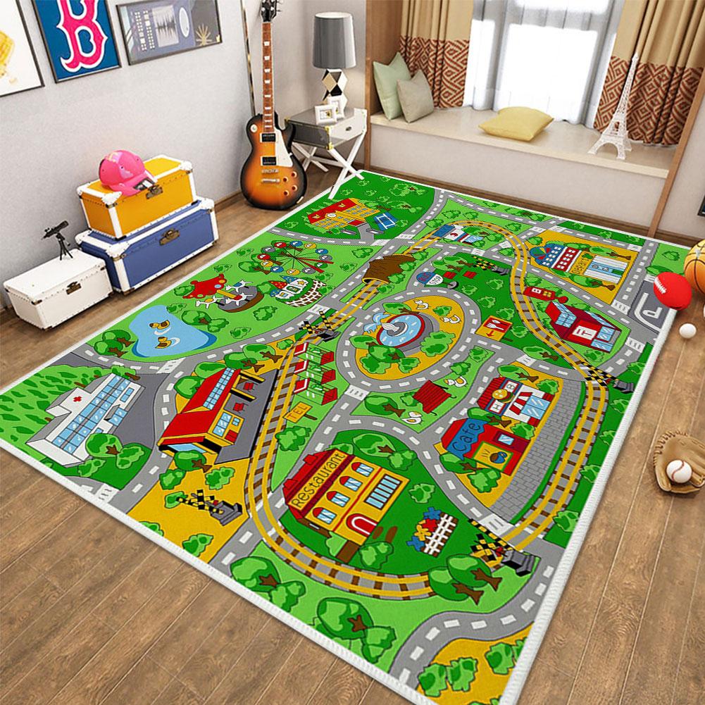 Child Playmat Highway Simulated City Traffic Playroom Area Rug,Carpet for Home Living Room Bedroom Sofa ,kids Non-slip Floor Mat