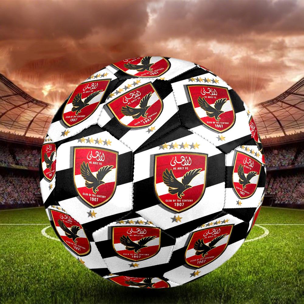 Pallone da Calcio Indoor Al Ahly Misura 5 Colorato Per Tutte le Età Cucito a Macchina PVC Pronto per la Competizione Resistente Alto Rimbalzo