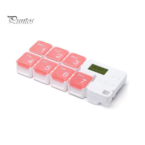 Smart Pill Dispenser Box 7 Grids Sealed Detachable Large Capacity Backlight Timing Reminder Portable Electronic Days Storage Organizer for Trip