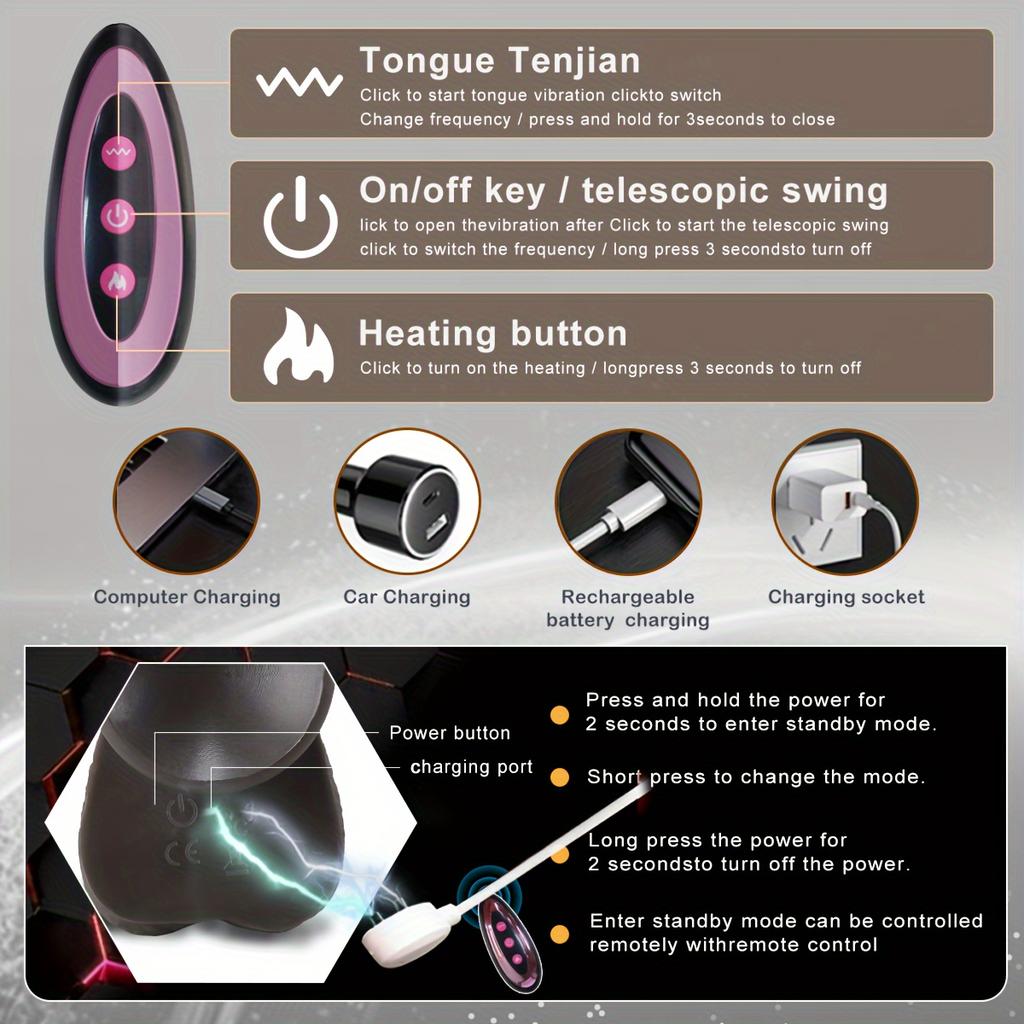 8.6inch Realistic Thrusting Dildo Vibrator With Heating,9 Vibration Modes,4Thrusting Modes Dildos For G-Spot Anal, Automatic Silicone Penis Sex Toy